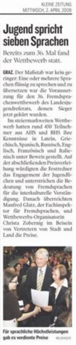 Zeitungsartikel vom 2.4.2008 