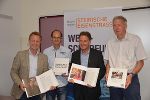 Eisenstraßen-Obmann Mario Abl, Leader-Manager Gerfried Tiffner, Moderator Udo Bachmair und Pflichtschulinspektor Claus Kastner